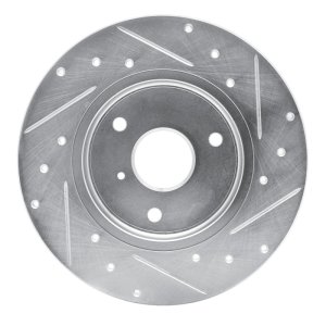 Smart Fortwo Brake Rotor (1) - Front Left - R1 Concepts - Drilled & Slotted - Silver - `05-`16